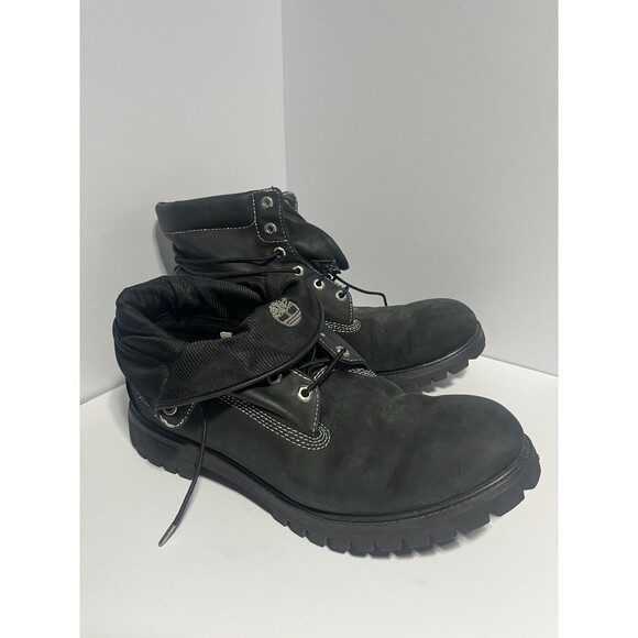Timberland Roll Top Black boots Men Size 13 Silver Stitch - Picture 1 of 16